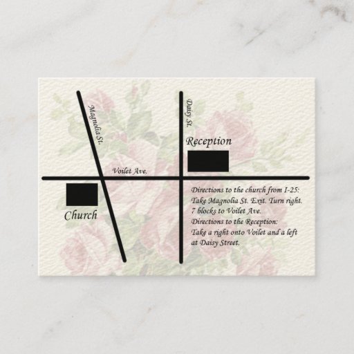 Customizable Vintage Wedding Reception Map Cards Business Cards