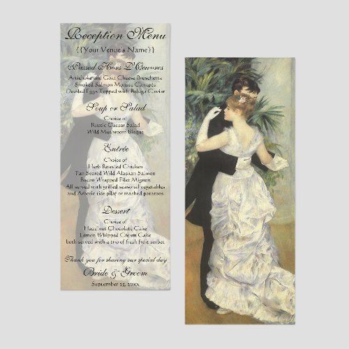 Vintage Wedding Reception Menu, City Dance, Renoir Raffle Tickets
