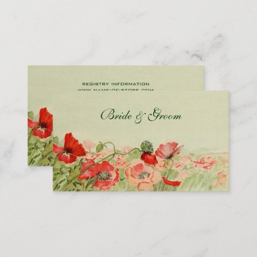 Vintage Wedding Red Poppy Flowers Floral Meadow Business Card