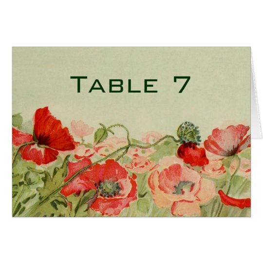 Vintage Wedding, Red Poppy Flowers Floral Meadow Card