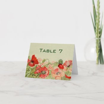 Vintage Wedding  Red Poppy Flowers Floral Meadow Thank You Card by InvitationCafe at Zazzle