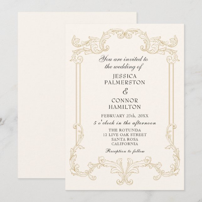 Vintage Wedding Retro blush pink Invitation (Front/Back)