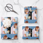 Vintage Wedding, Retro Bride and Groom Kissing Wrapping Paper Sheets<br><div class="desc">Vintage illustration love and romance image featuring a bride and groom kissing at their wedding ceremony. The man is wearing a tuxedo and the woman is wearing a traditional wedding gown with a veil and holding a bouquet of flowers. The newlyweds first kiss as husband and wife!</div>