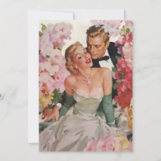 Vintage Wedding, Retro Bride and Groom Newlyweds (Front)