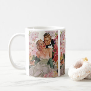 Vintage Wedding, Retro Bride and Groom Newlyweds Coffee Mug