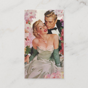 Vintage Wedding, Retro Bride and Groom Newlyweds Enclosure Card