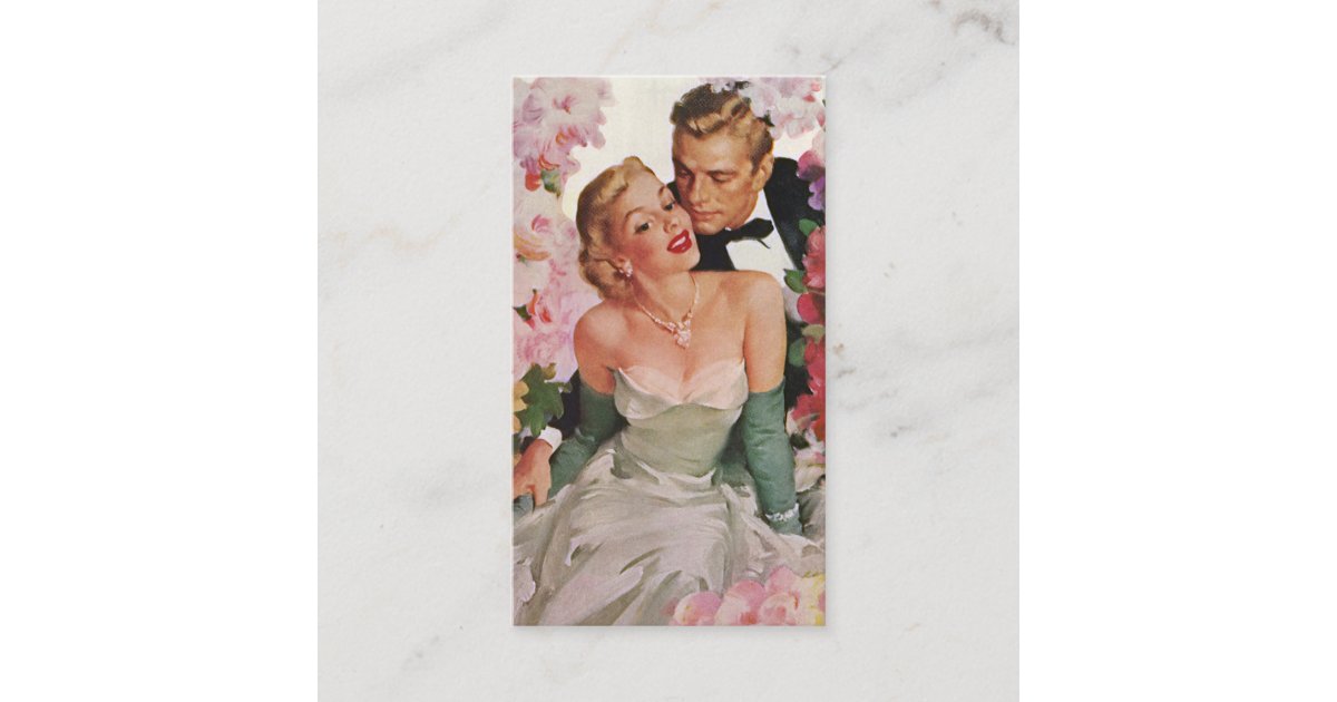Vintage Wedding, Retro Bride and Groom Newlyweds Enclosure Card | Zazzle
