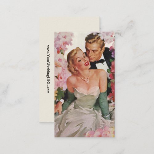 Vintage Wedding Retro Bride and Groom Newlyweds Enclosure Card
