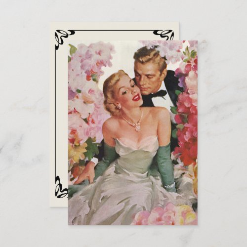 Vintage Wedding Retro Bride and Groom Newlyweds RSVP Card