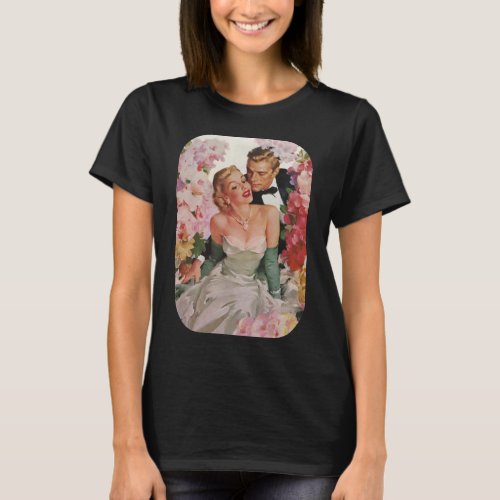 Vintage Wedding Retro Bride and Groom Newlyweds T_Shirt
