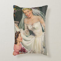 Vintage Wedding, Retro Bride with Flower Girl