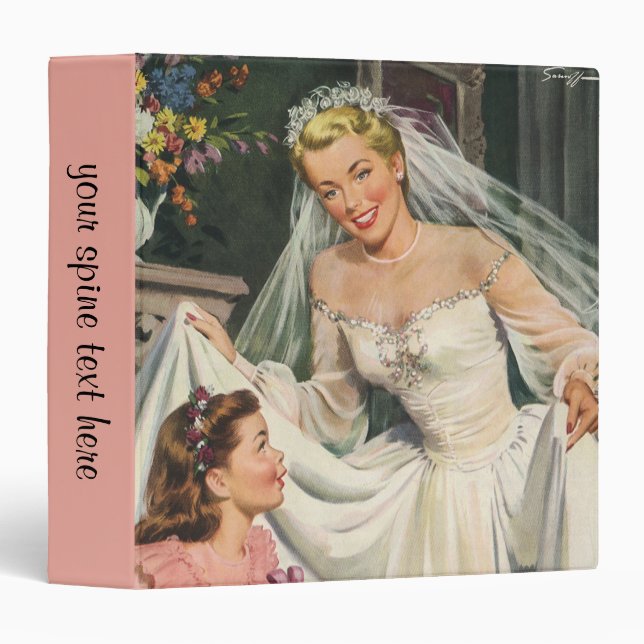 Vintage Wedding, Retro Bride with Flower Girl Binder (Front/Spine)