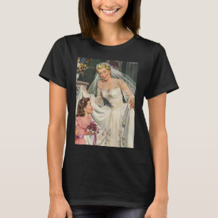 Vintage Wedding, Retro Bride with Flower Girl T-Shirt