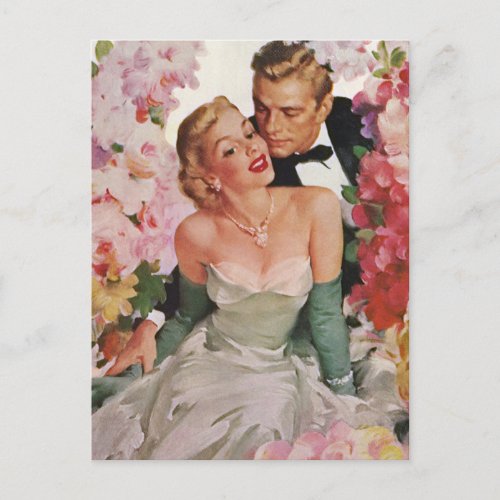 Vintage Wedding Retro Newlyweds Save the Date Announcement Postcard