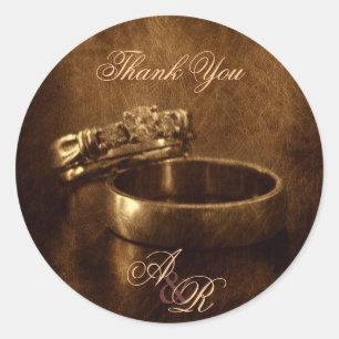 vintage wedding rings rustic engagement party classic round sticker