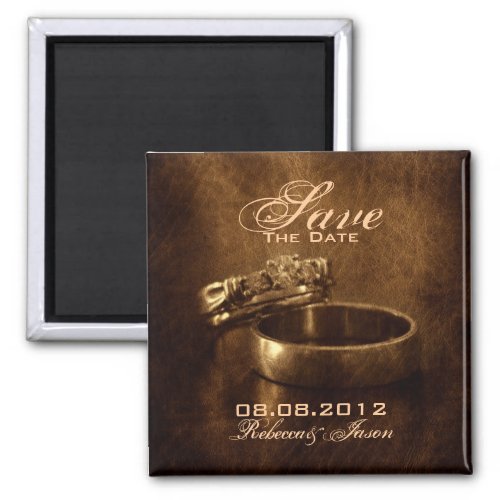 vintage wedding rings rustic wedding save the date magnet