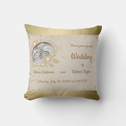 Vintage wedding rings throw pillow