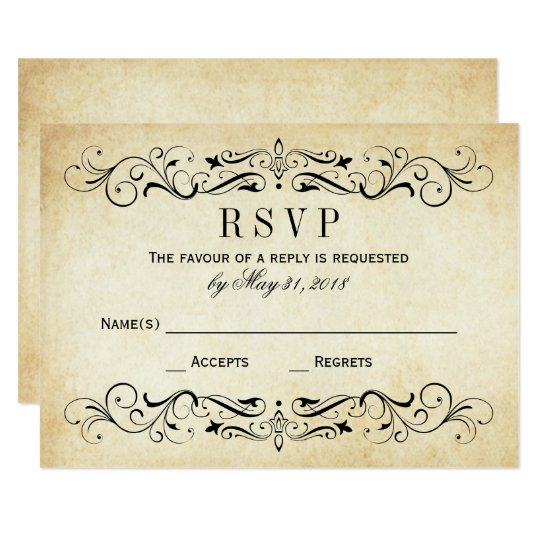 Vintage Wedding RSVP Cards | Elegant Flourish | Zazzle.com