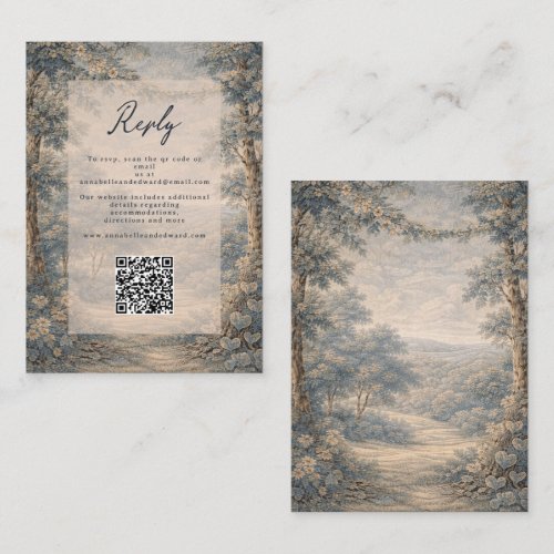 Vintage Wedding RSVP QR Code Reply Card Antique