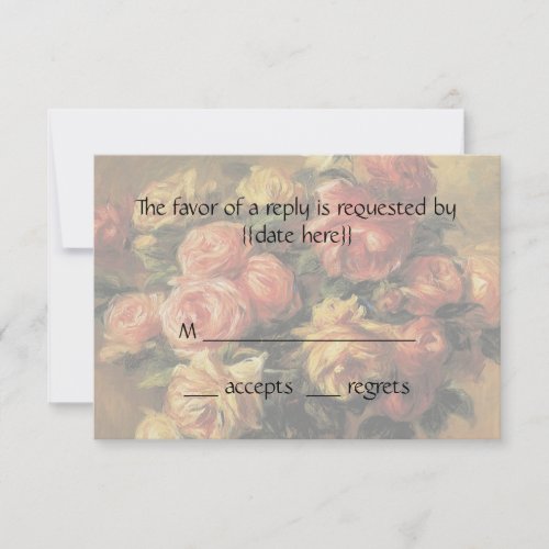 Vintage Wedding Response Card, Roses by Renoir