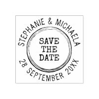 Vintage Wedding Rustic Save the Date Stamp