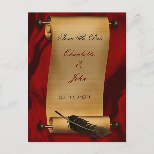 vintage wedding save the date announcement postcard (Front)