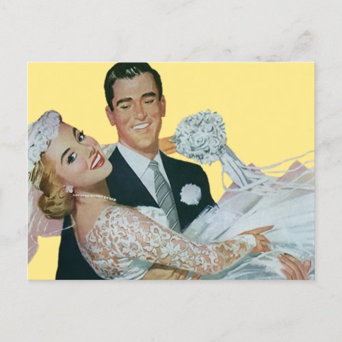 Vintage Wedding Save the Date Bride and Groom Announcement Postcard
