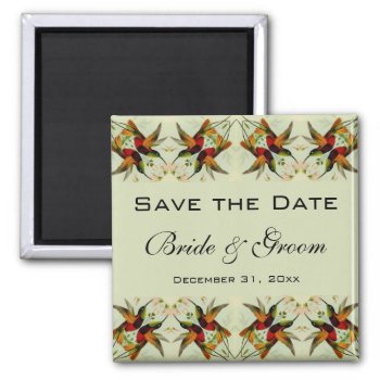 Vintage Wedding Save The Date Hummingbirds Flowers Magnet by InvitationCafe at Zazzle