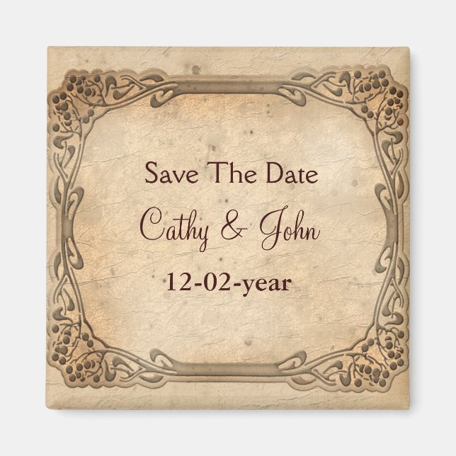 vintage wedding  Save the date magnet (Front)