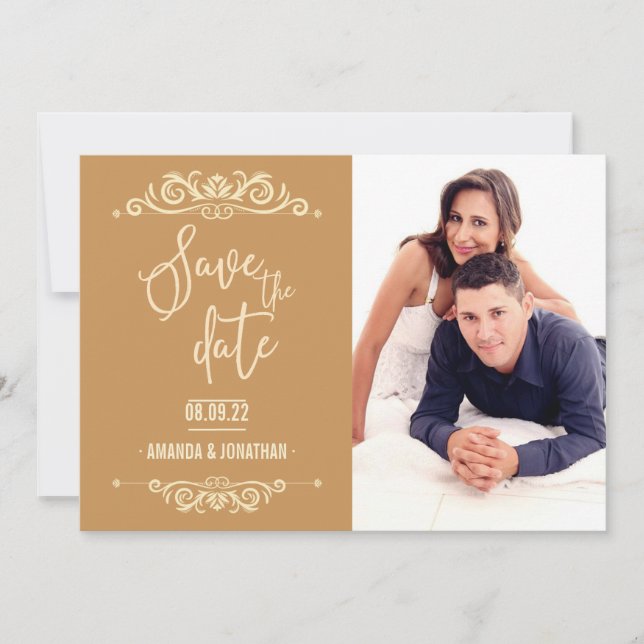 Vintage Wedding Save the Date personalised photo (Front)