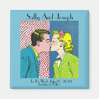 Vintage Wedding Save the Date, Pop art 50's Magnet