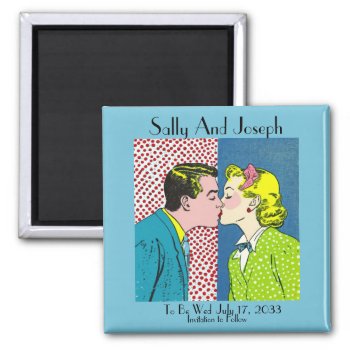 Vintage Wedding Save The Date  Pop Art 50's Magnet by LestYeForget at Zazzle