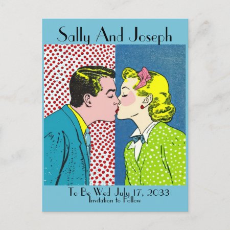 Vintage Wedding Save The Date, Pop Art 50's Postcard