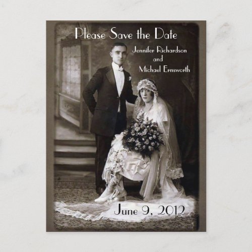 Vintage Wedding Save The Date Postcard