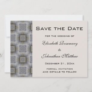 Vintage Wedding Save the Date, Retro Grey Squares Save The Date