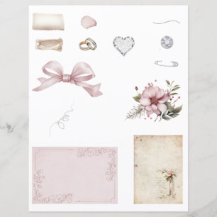 Vintage Wedding Scrapbook Embellishment Sheet
