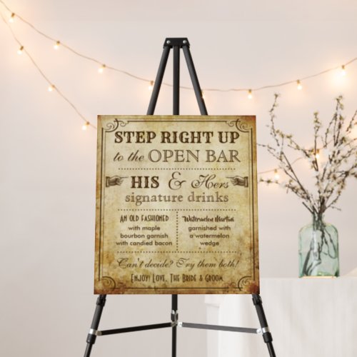 Vintage Wedding Signature Drink Open Bar Sign