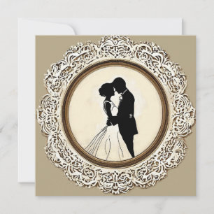 Vintage Wedding Silhouette Bride & Groom 💍🌿✨ Invitation