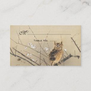 Vintage Wedding Table Cards, Japanese Owl Place Card