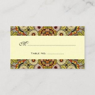 Vintage Wedding Table Numbers, Flowers Butterflies Place Card
