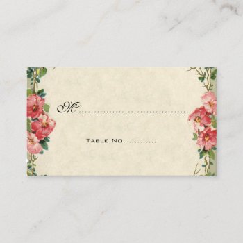 Vintage Wedding Table Numbers  Pink Rose Flowers Place Card by InvitationCafe at Zazzle