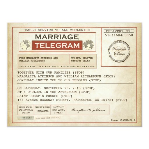 vintage WEDDING telegrams Card | Zazzle