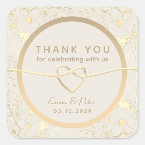 Vintage Wedding Thank You Square Sticker