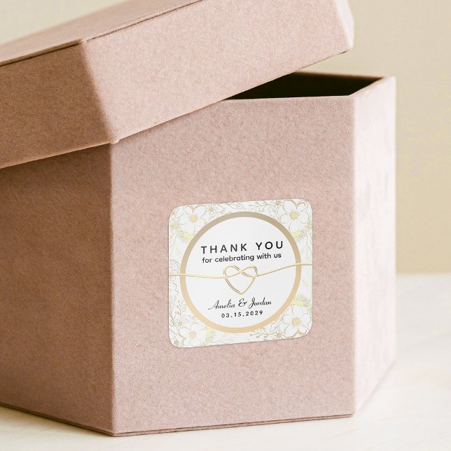 Vintage Wedding Thank You Square Sticker (Creator Uploaded)
