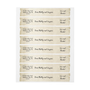 Vintage Wedding Theme Aged Parchment Thank You Wrap Around Label