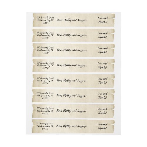 Vintage Wedding Theme Aged Parchment Thank You Wrap Around Label