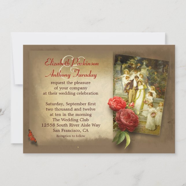 vintage wedding theme custom invitations (Front)
