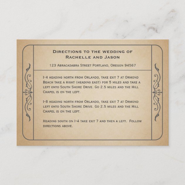 Vintage Wedding Ticket Driving Directions 2.0 Enclosure Card