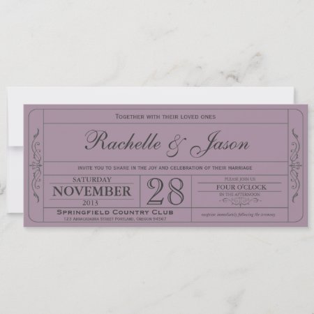 Vintage Wedding Ticket  Invitation