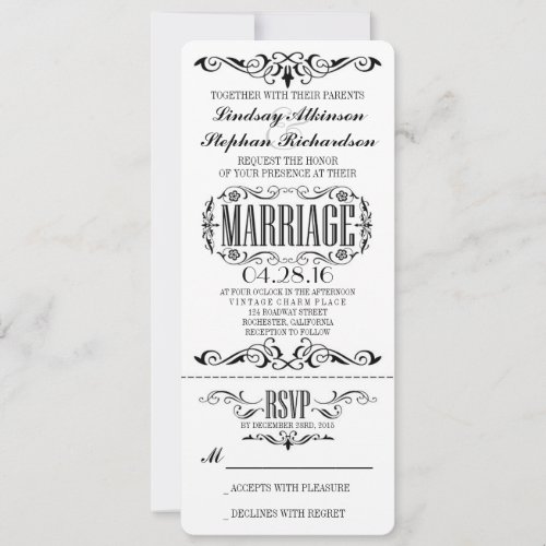 Vintage Wedding Ticket Invitation